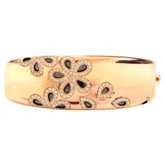 Roberto Coin Fantasia Diamond Daisy 18 Karat Wide Bangle Bracelet