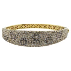 Roberto Coin Fantasia Fancy Diamond Flower Gold Bangle Bracelet