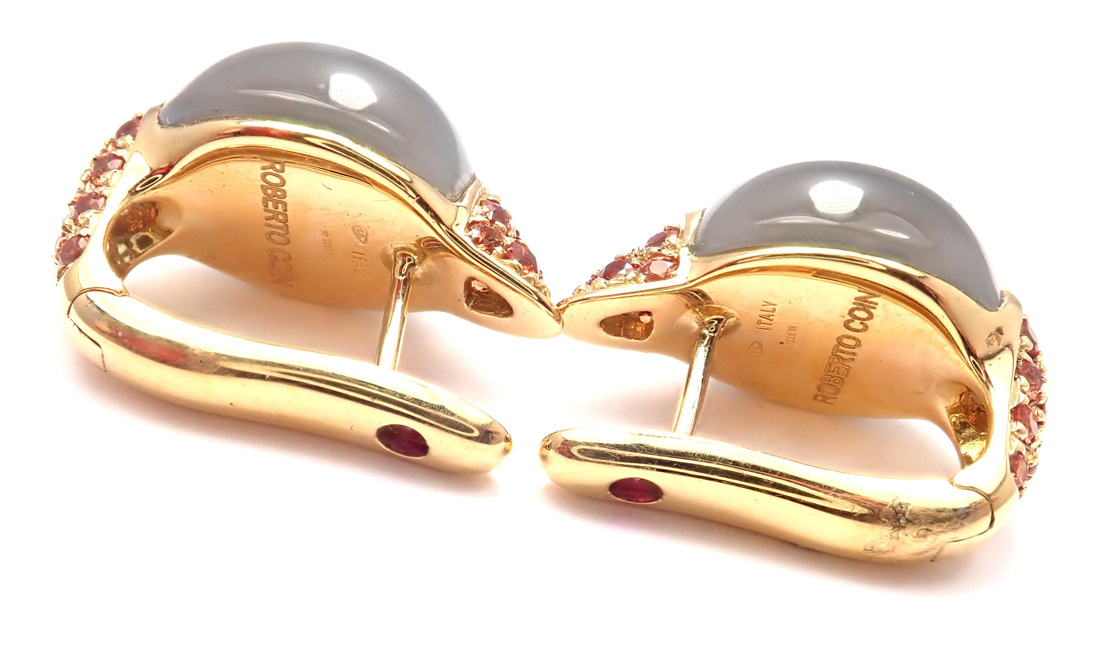 Roberto Coin Fantasia Moonstone Sapphire Yellow Gold Earrings 3