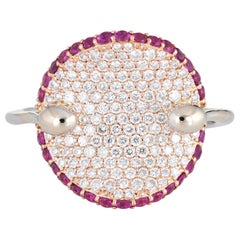 Roberto Coin Fantasia Ring Diamond Pink Sapphire Concave 18 Karat Gold Estate