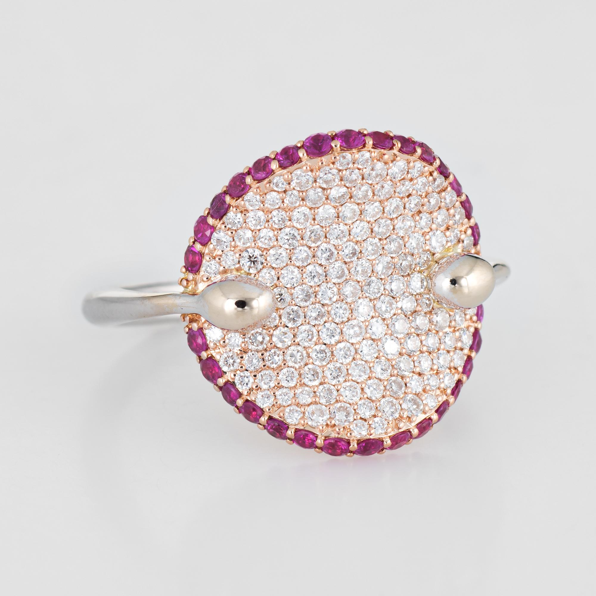 Modern Roberto Coin Fantasia Ring Diamond Pink Sapphire Concave 18 Karat Gold Estate