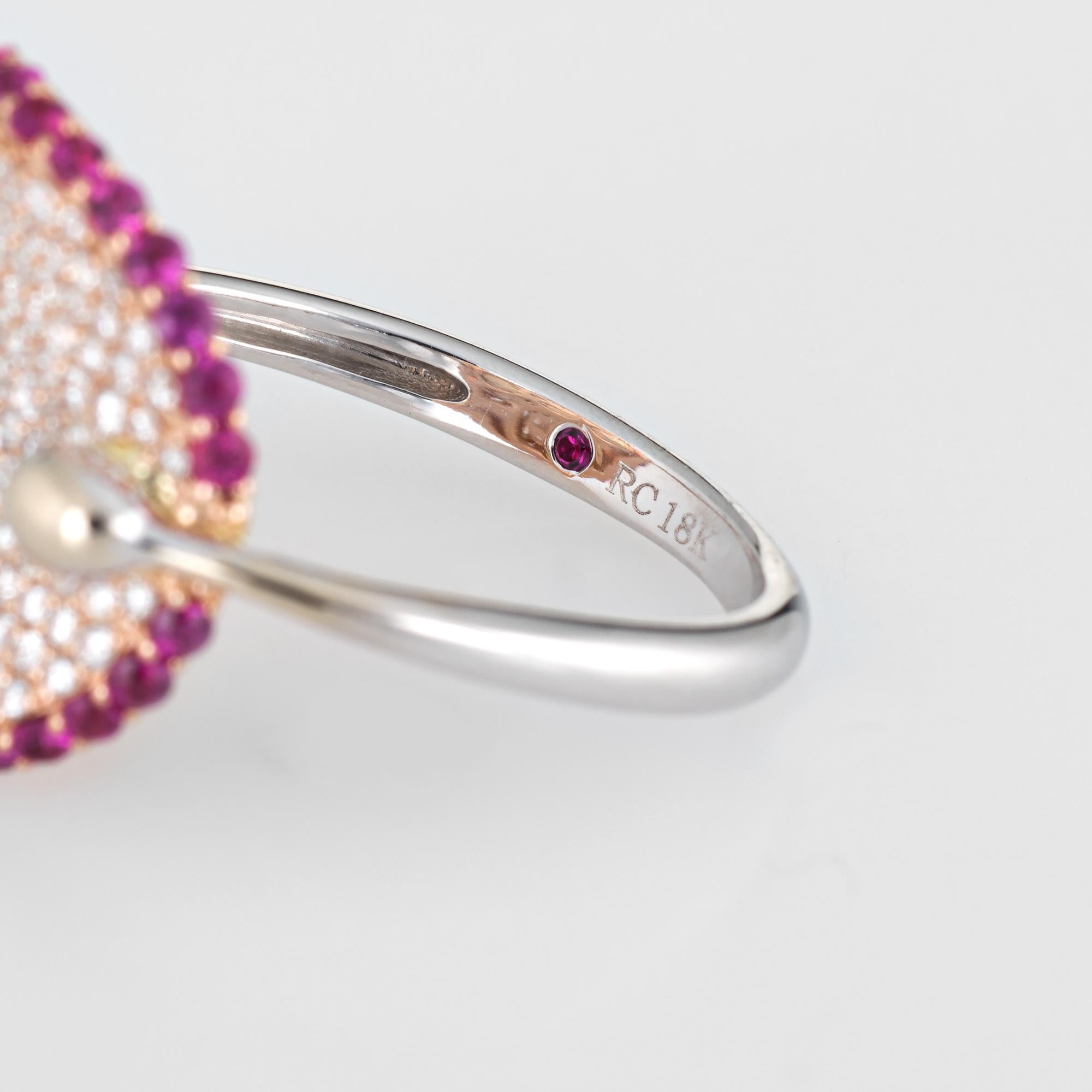 Roberto Coin Fantasia Ring Diamond Pink Sapphire Concave 18 Karat Gold Estate 1