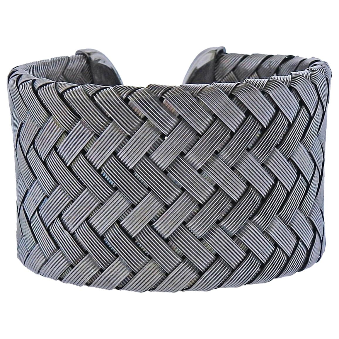 Roberto Coin Fifth Season Blackened Silver Extra Wide Cuff Bracelet