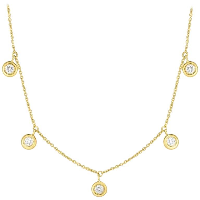 Roberto Coin Five Diamond Drop Station Necklace 530009AYCHX0 For Sale