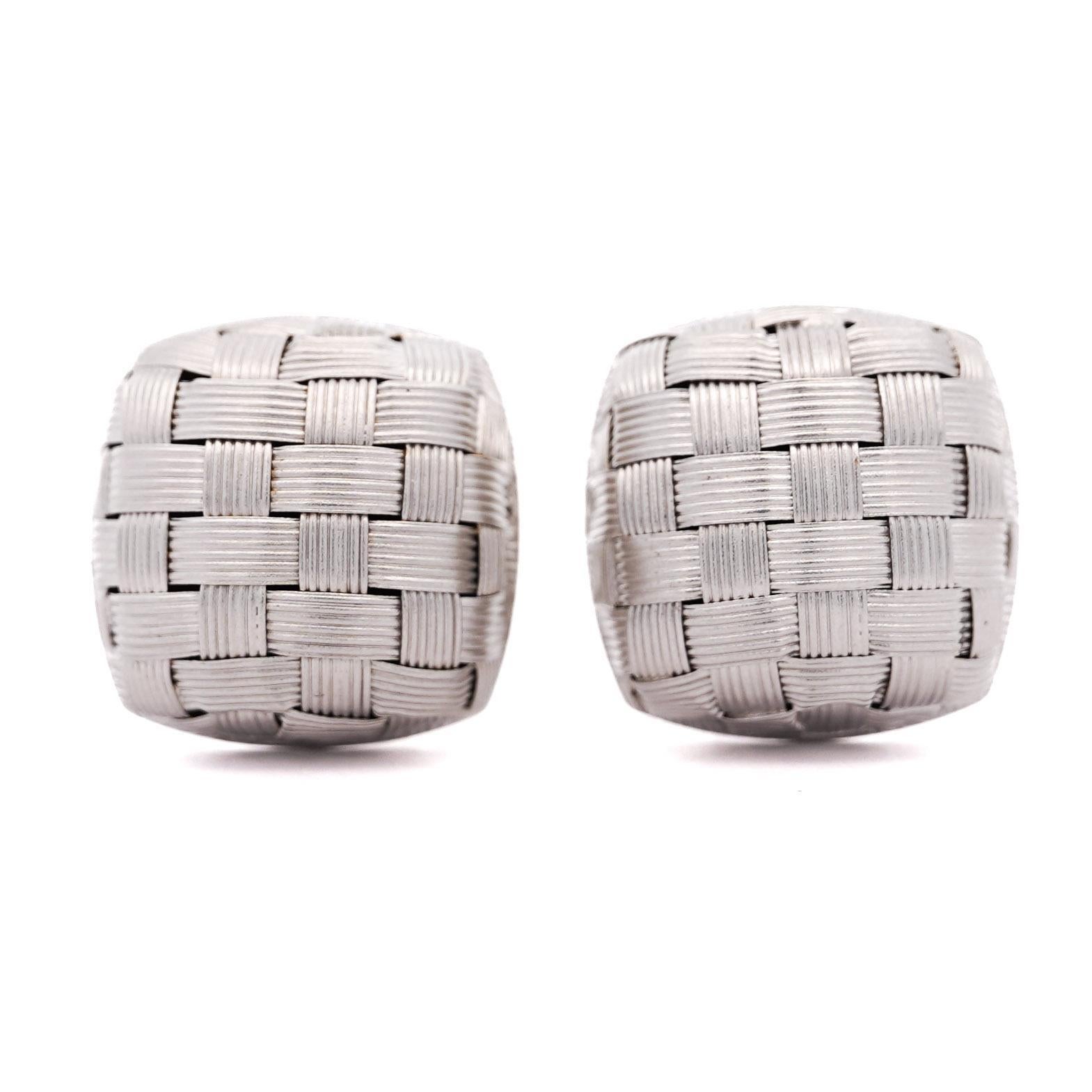 Donna Roberto Coin - Orecchini a perno Appassionata in oro bianco 18 carati, con quadrato smerigliato e intrecciato in vendita