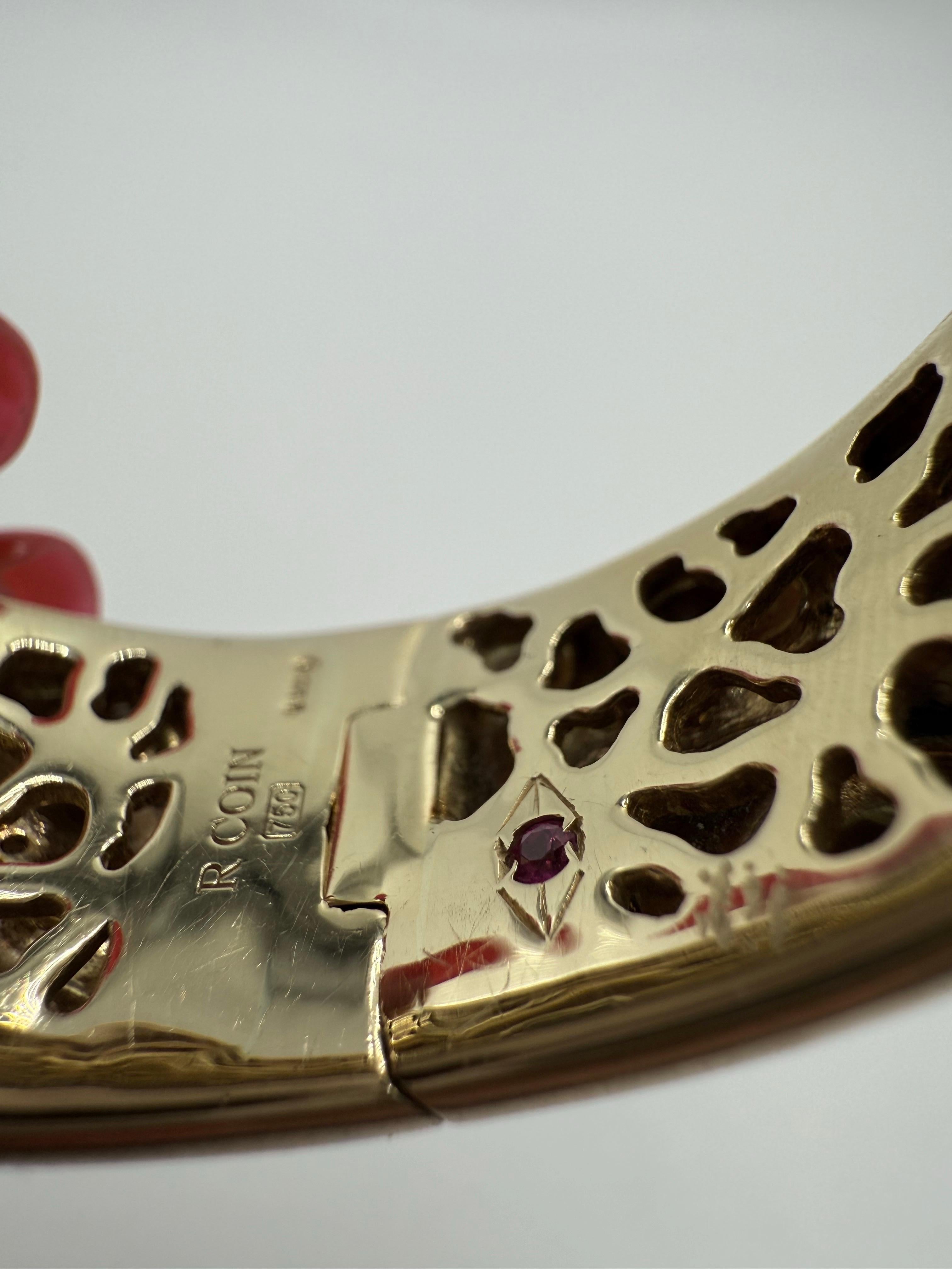 Roberto Coin Giraffe Diamant & Tigerauge Statement Armreif (Rundschliff) im Angebot