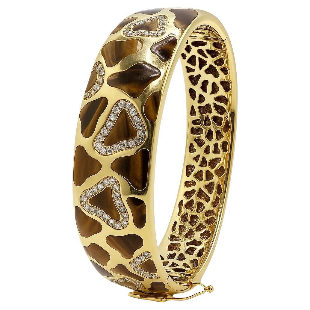 Roberto Coin Giraffe Diamant & Tigerauge Statement Armreif