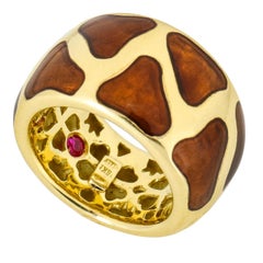 Roberto Coin Giraffe Enamel Band Ring in 18 Karat Yellow Gold