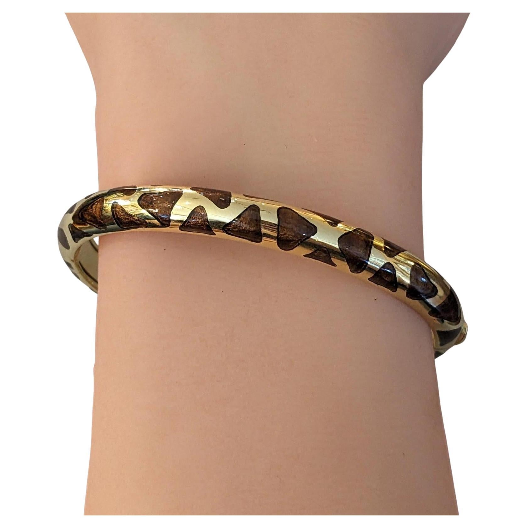Roberto Coin Giraffe Enamel Bangle in 18k Yellow Gold