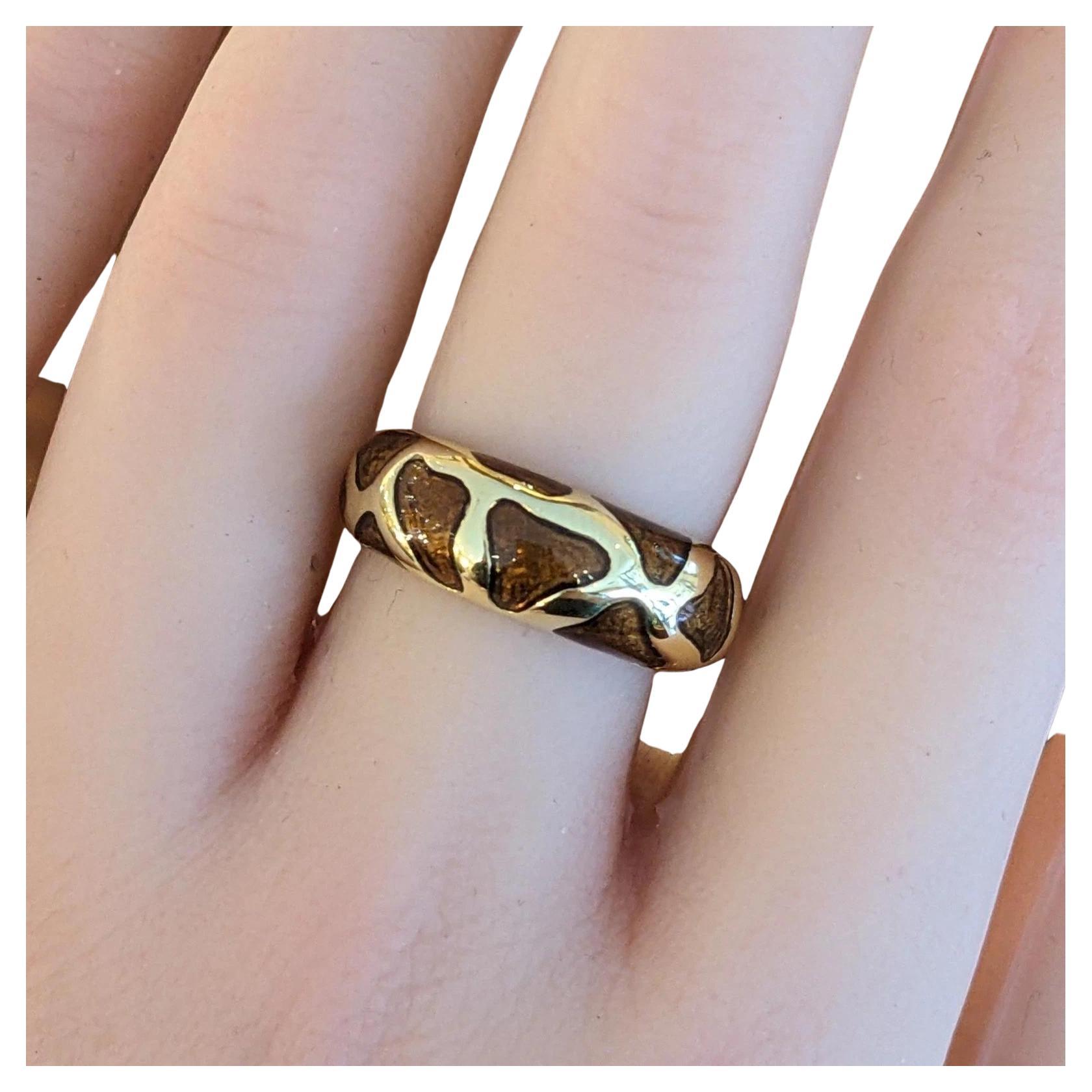 Roberto Coin Giraffe Enamel Ring in 18k Yellow Gold