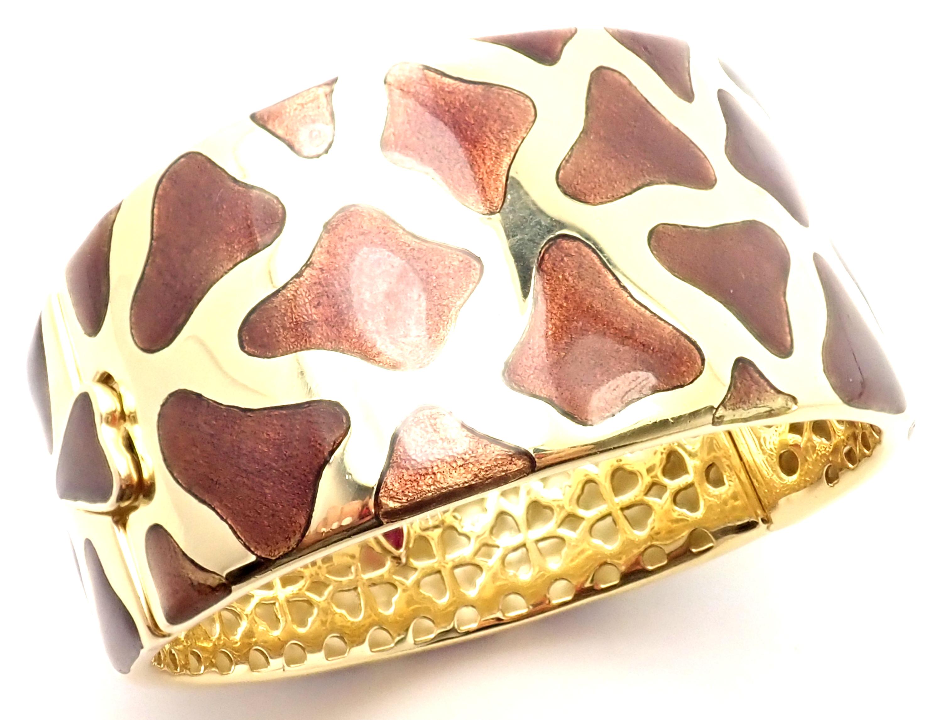 Women's or Men's Roberto Coin Giraffe Enamel Yellow Gold Bangle Bracelet For Sale