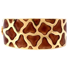 Roberto Coin Giraffe Yellow Gold and Enamel Wide Bangle Bracelet