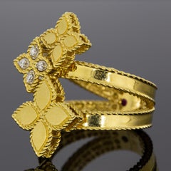 Roberto Coin Gold 0.03 Carat Princess Flower Bypass 3 Flower Ring