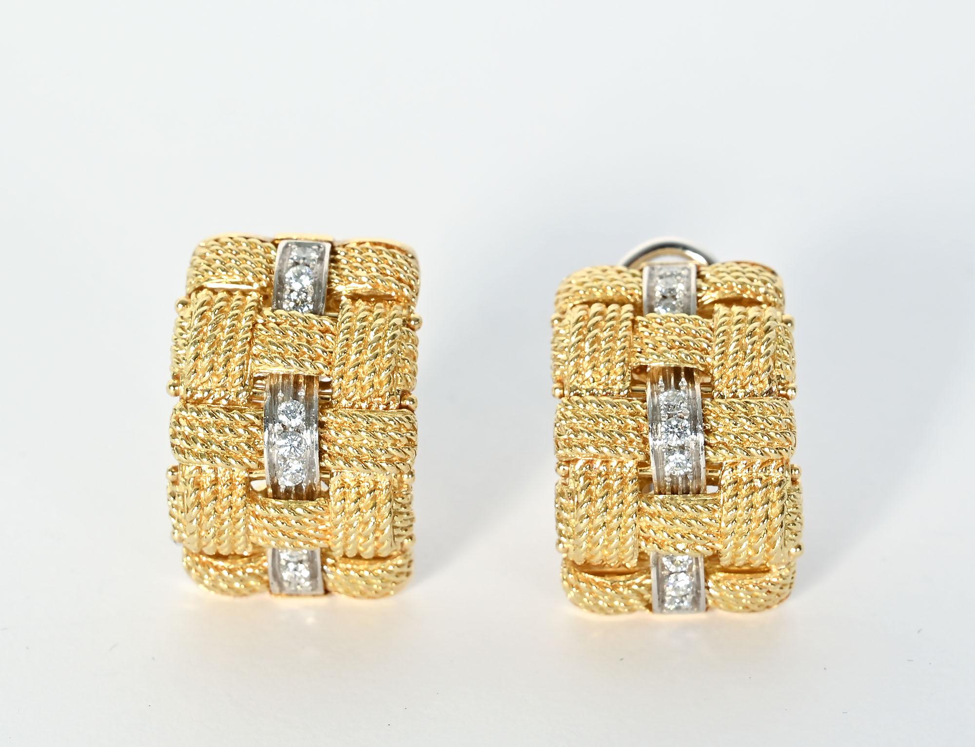 Women's or Men's Roberto Coin Gold and Diamond Appassionata Half Hoop Earrings