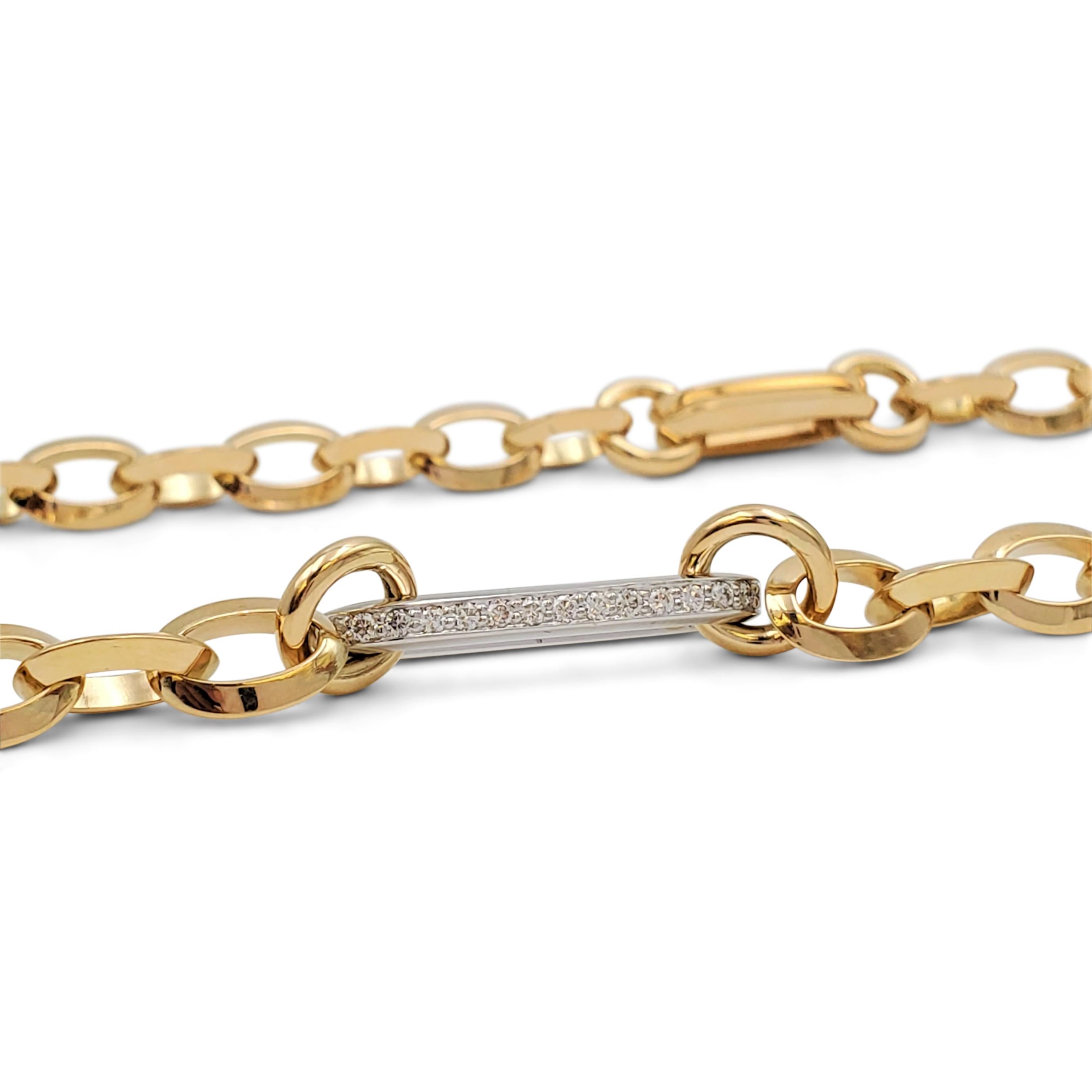 Women's or Men's Roberto Coin Gold and Diamond Long Chain Link Necklace