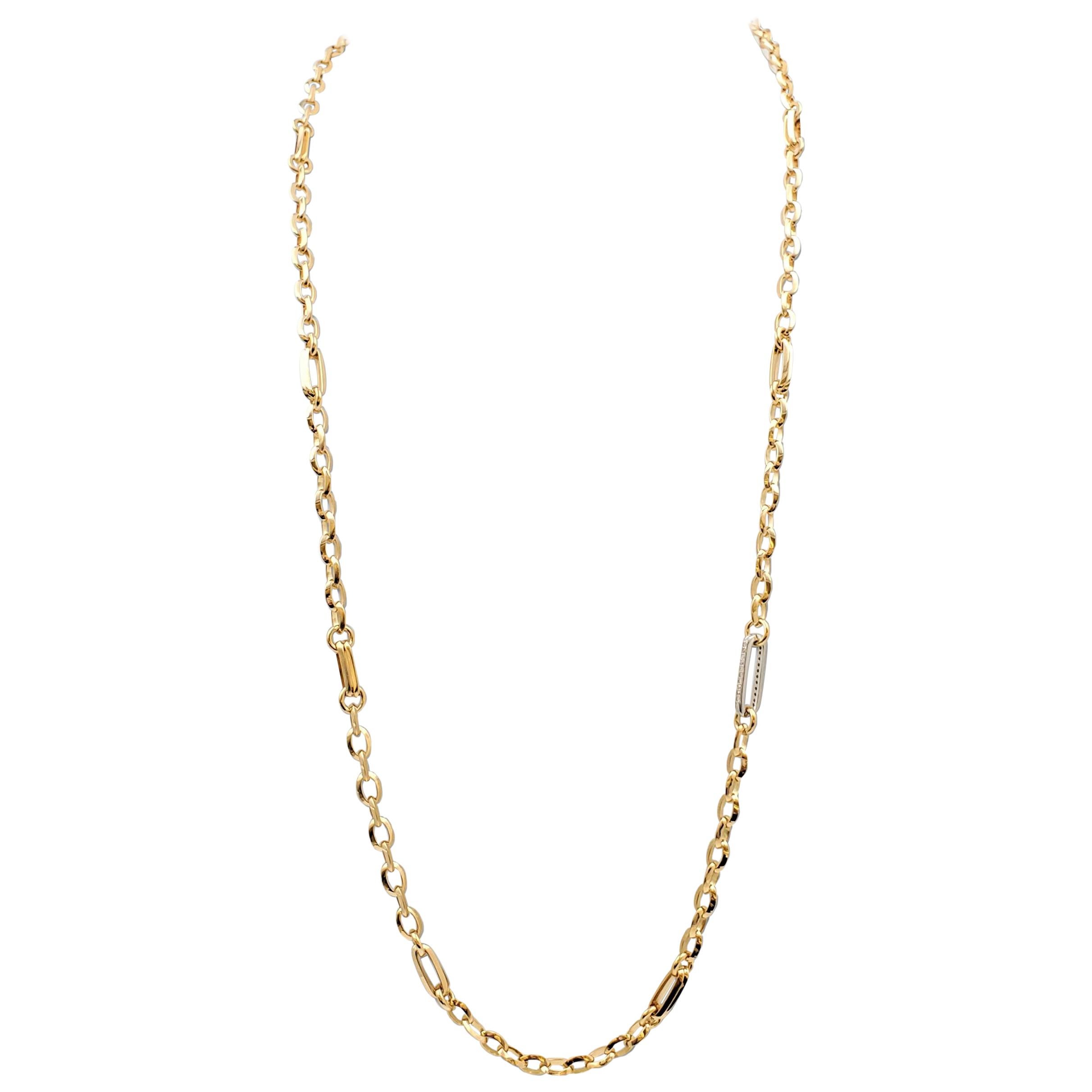 Roberto Coin Gold and Diamond Long Chain Link Necklace