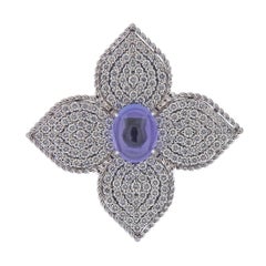 Roberto Coin Gold Princess Flower Diamond Tanzanite Cocktail Ring