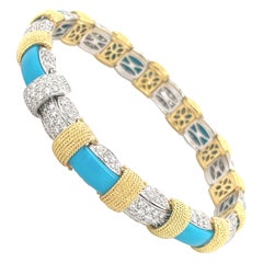 Roberto Coin Gold Yellow White Gold Appasionata Turquoise Diamond Bracelet