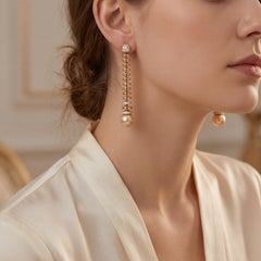 Roberto Coin Goldene Perlen- und Diamantohrringe aus 18K Gelbgold