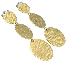 Roberto Coin Hammered Triple Disc Drop Earrings with Diamonds in 18 Karat Gold