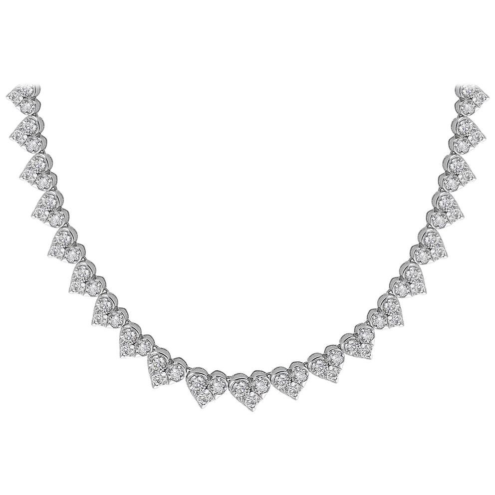 Roberto Coin Heart-Shaped Cluster Diamond Necklace For Sale