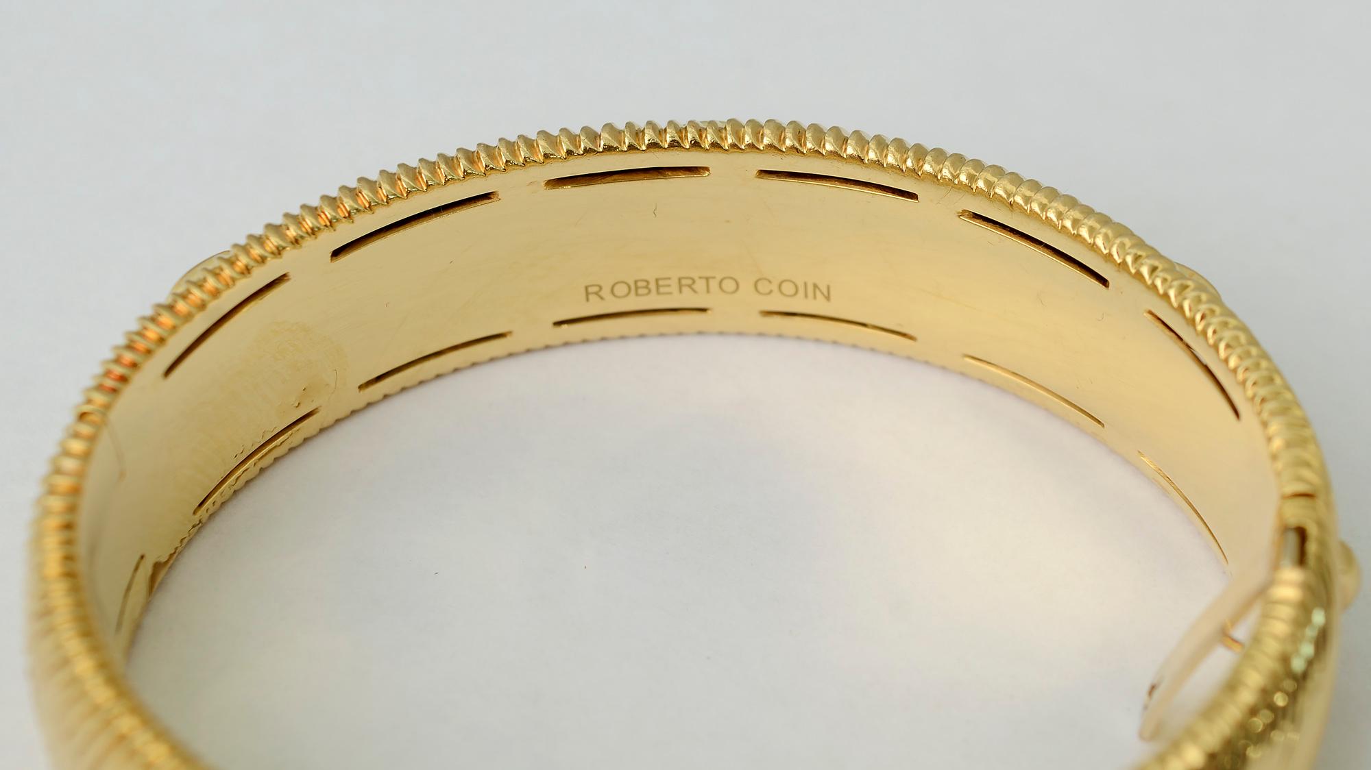 Women's or Men's Roberto Coin Hinged Gold Bangle Bracelet