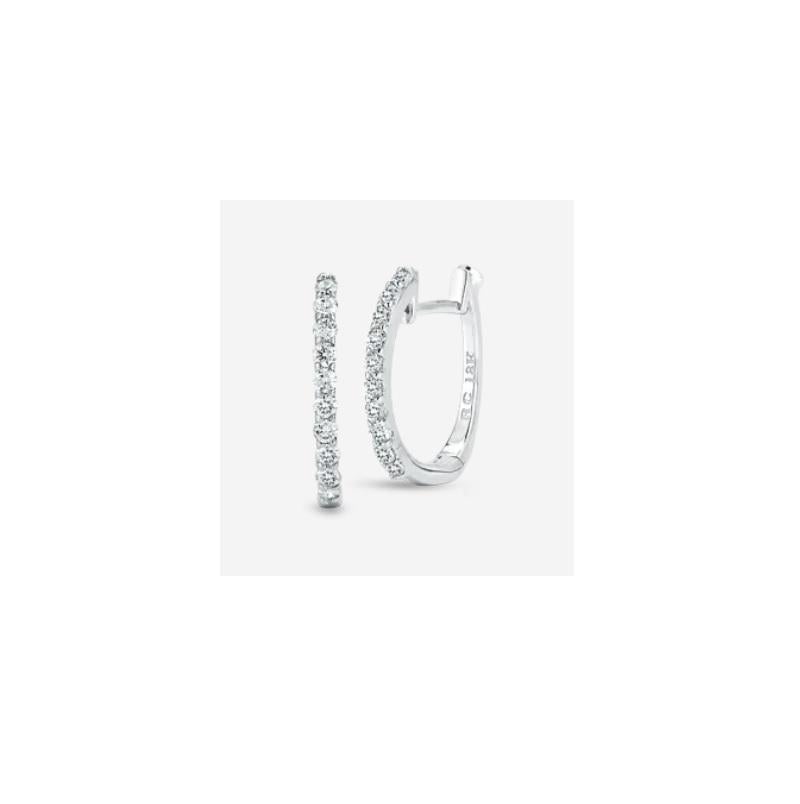 Round Cut Roberto Coin Huggy Earrings with Diamonds 000466AWERX0 For Sale