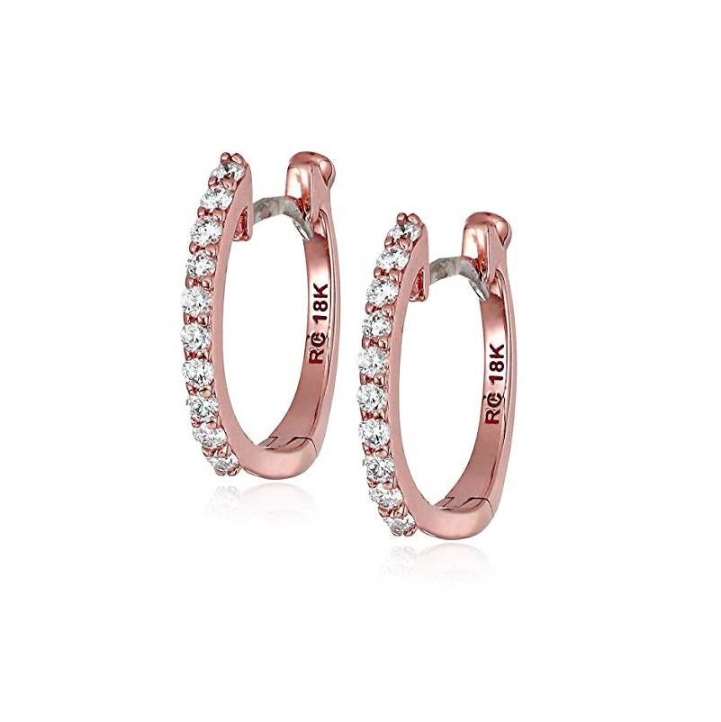 Round Cut Roberto Coin Huggy Earrings with Diamonds 000466AXERX0 For Sale