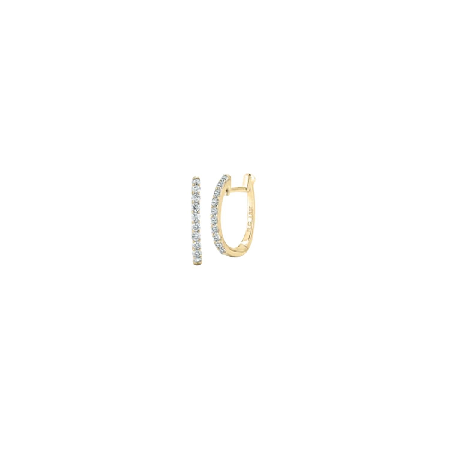 Roberto Coin Huggy Earrings with Micro-pave diamonds.
18k Yellow Gold
Diamonds 0.20 total carat weight
Length 12mm 
000466AYERX0
