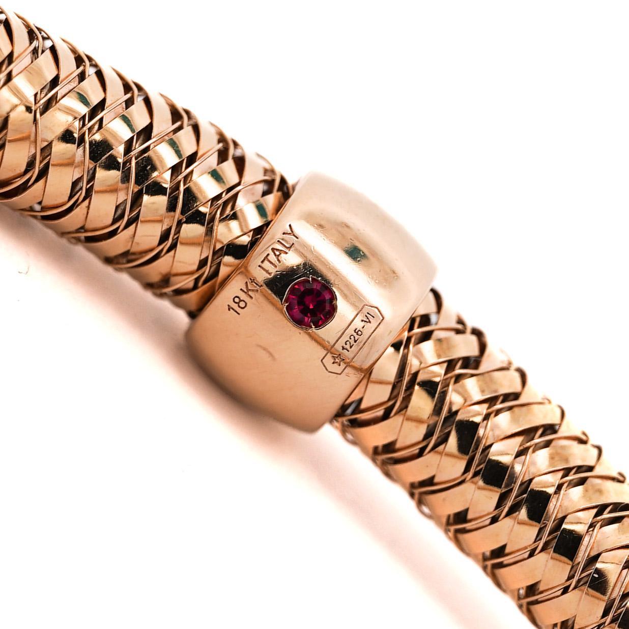 Contemporain Roberto Coin en or rose 18 carats Bracelet souple à cylindre tressé en vente