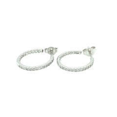 Roberto Coin Inside Out Diamond Hoop Earrings 18k White Gold