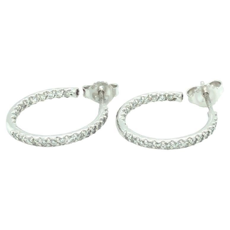 Roberto Coin Inside Out Diamond Hoop Earrings 18k White Gold