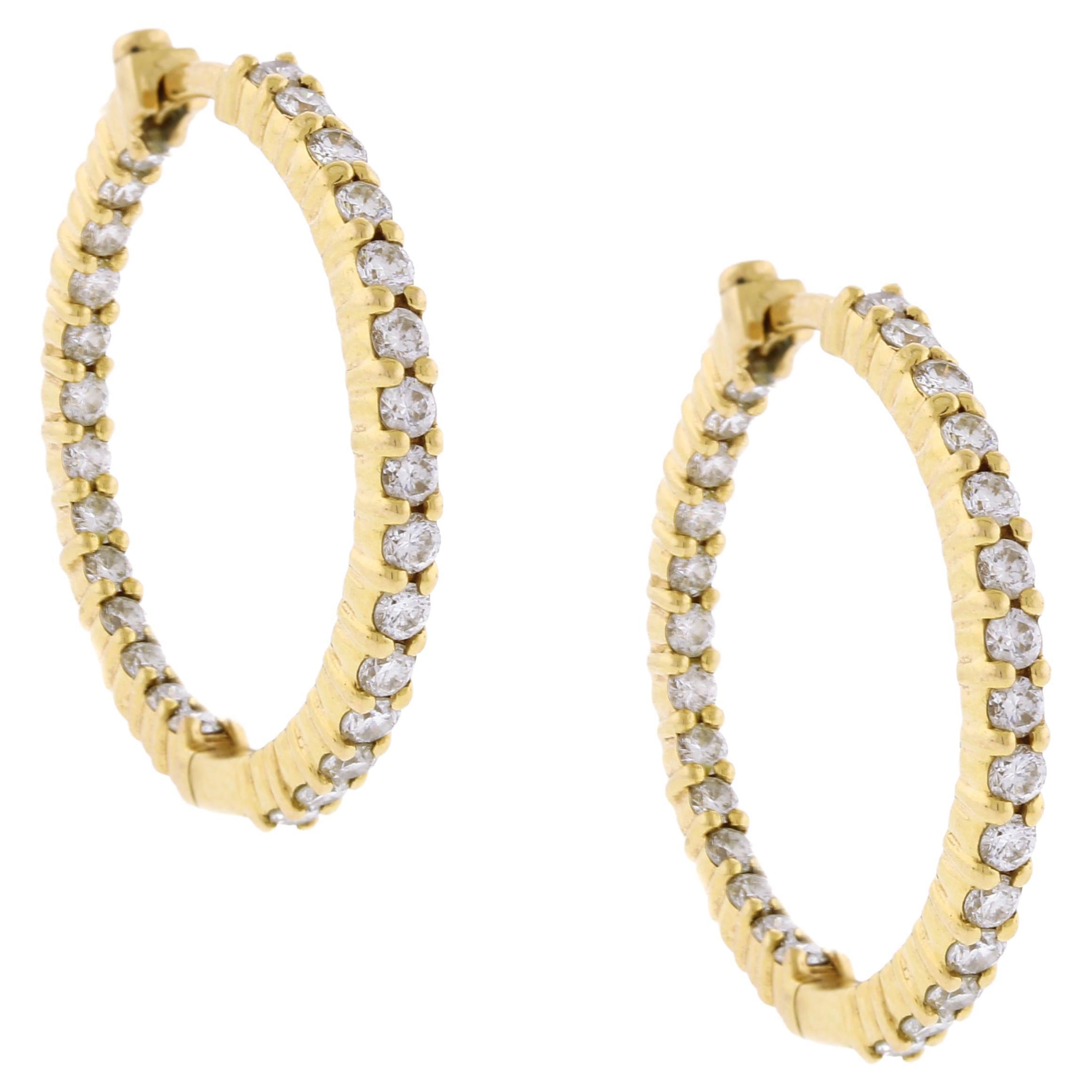 Roberto Coin Inside Out Diamond Hoop Earrings For Sale