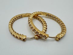 Roberto Coin Inside-Out Diamond Hoop Earrings with Signature Ruby