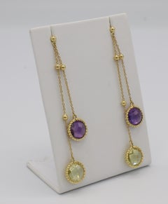 Roberto Coin Ipanema 18 Karat Amethyst and Citrine Dangle Drop Earrings
