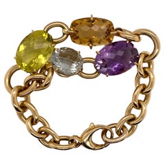 Roberto Coin Ipanema Color Gemstone 18 Karat Yellow Gold Open Link Bracelet