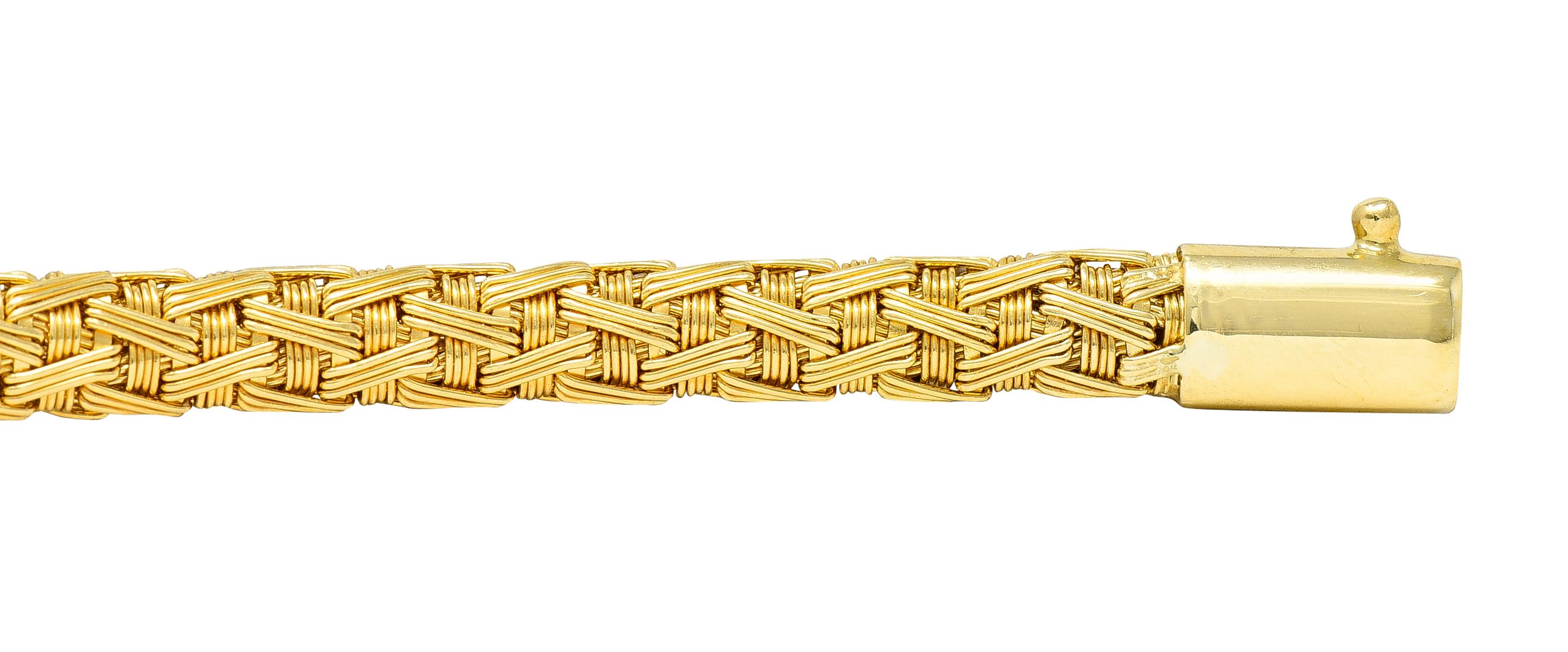 Roberto Coin Italienische 1,50 Rollwagen Pavé-Diamant 18 Karat zweifarbiges Gold gewebte Seide 5