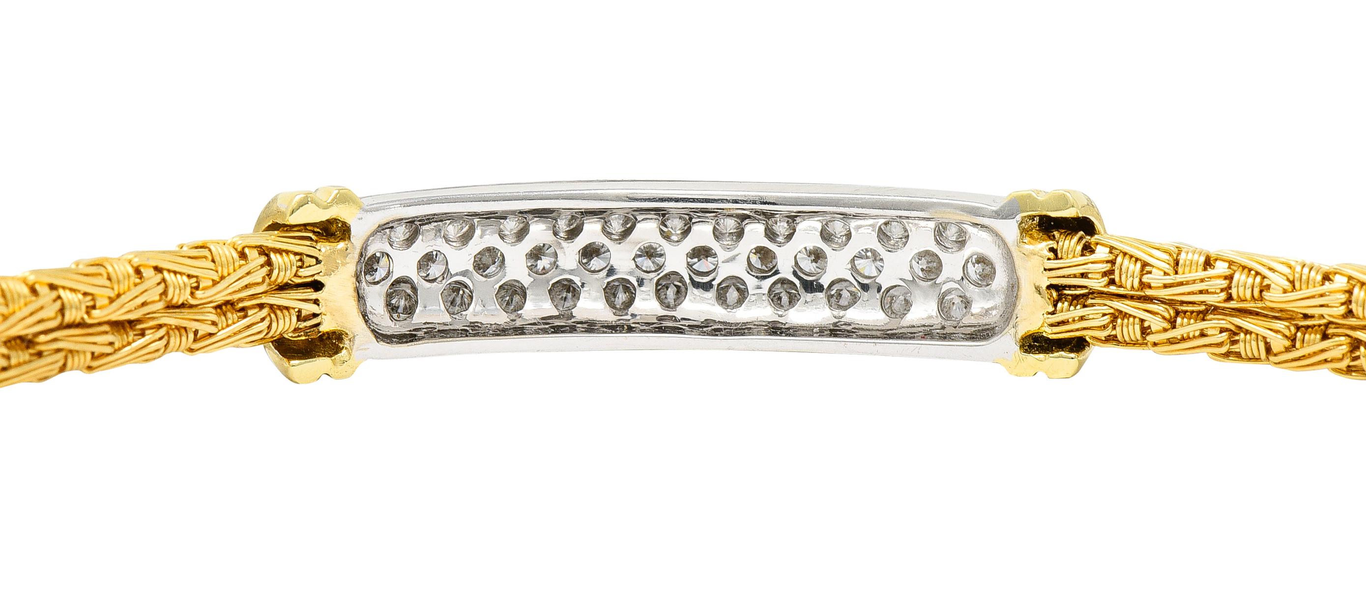 Roberto Coin Italienische 1,50 Rollwagen Pavé-Diamant 18 Karat zweifarbiges Gold gewebte Seide 6
