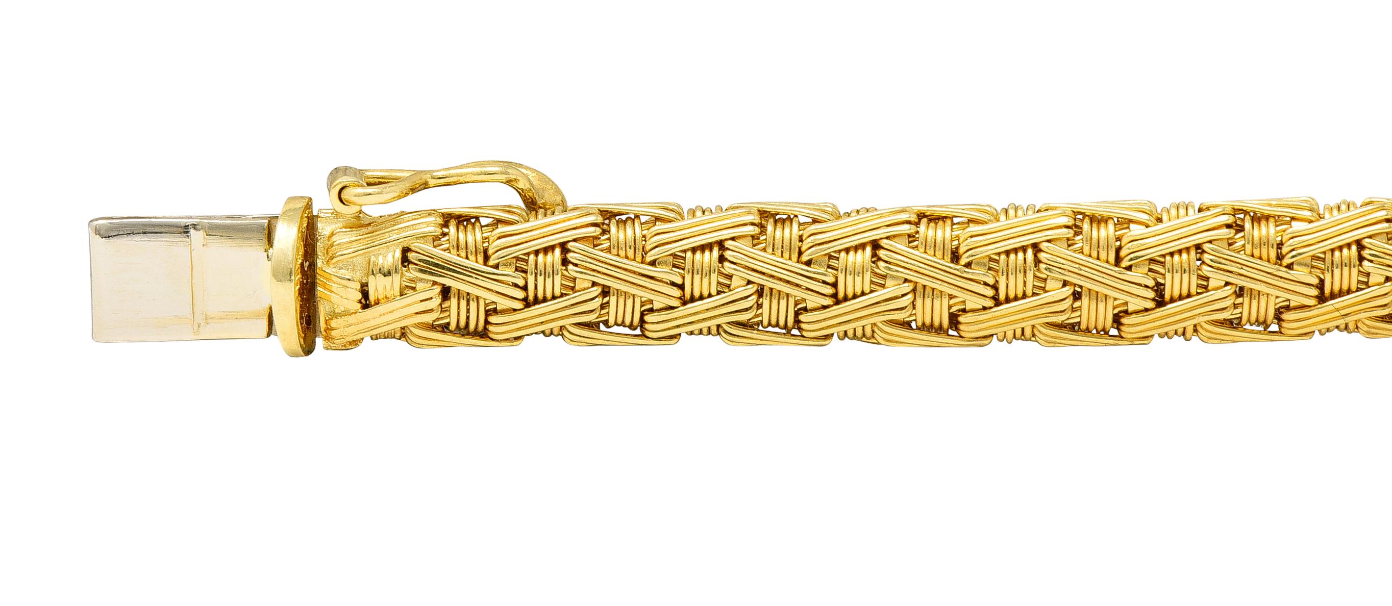 Roberto Coin Italienische 1,50 Rollwagen Pavé-Diamant 18 Karat zweifarbiges Gold gewebte Seide 3