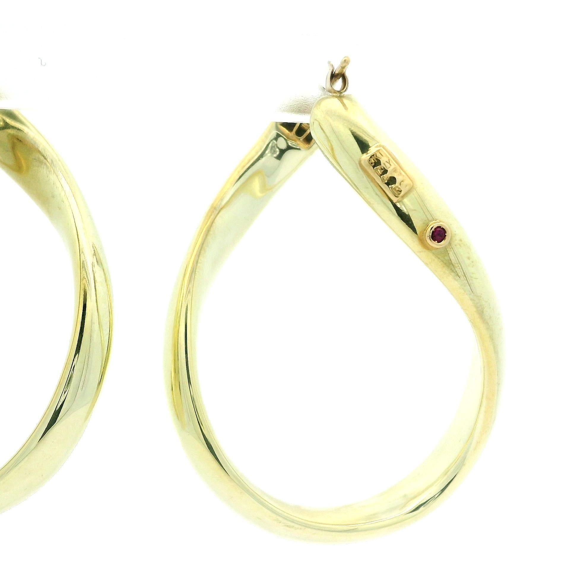 Roberto Coin Italian 18k Yellow Gold Polished Finish Wavy Hoop Snap Earrings 6