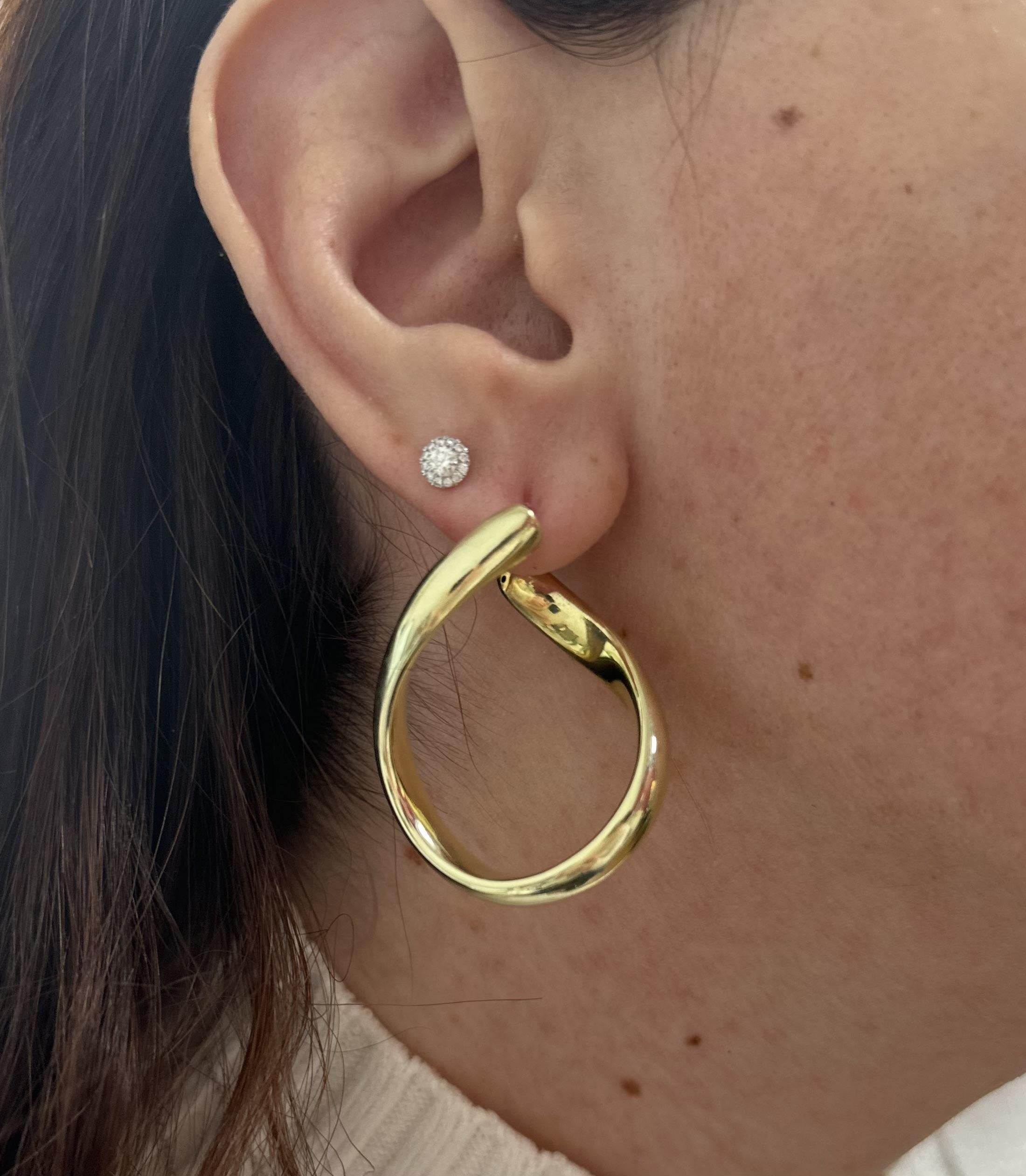 Roberto Coin Italian 18k Yellow Gold Polished Finish Wavy Hoop Snap Earrings 8