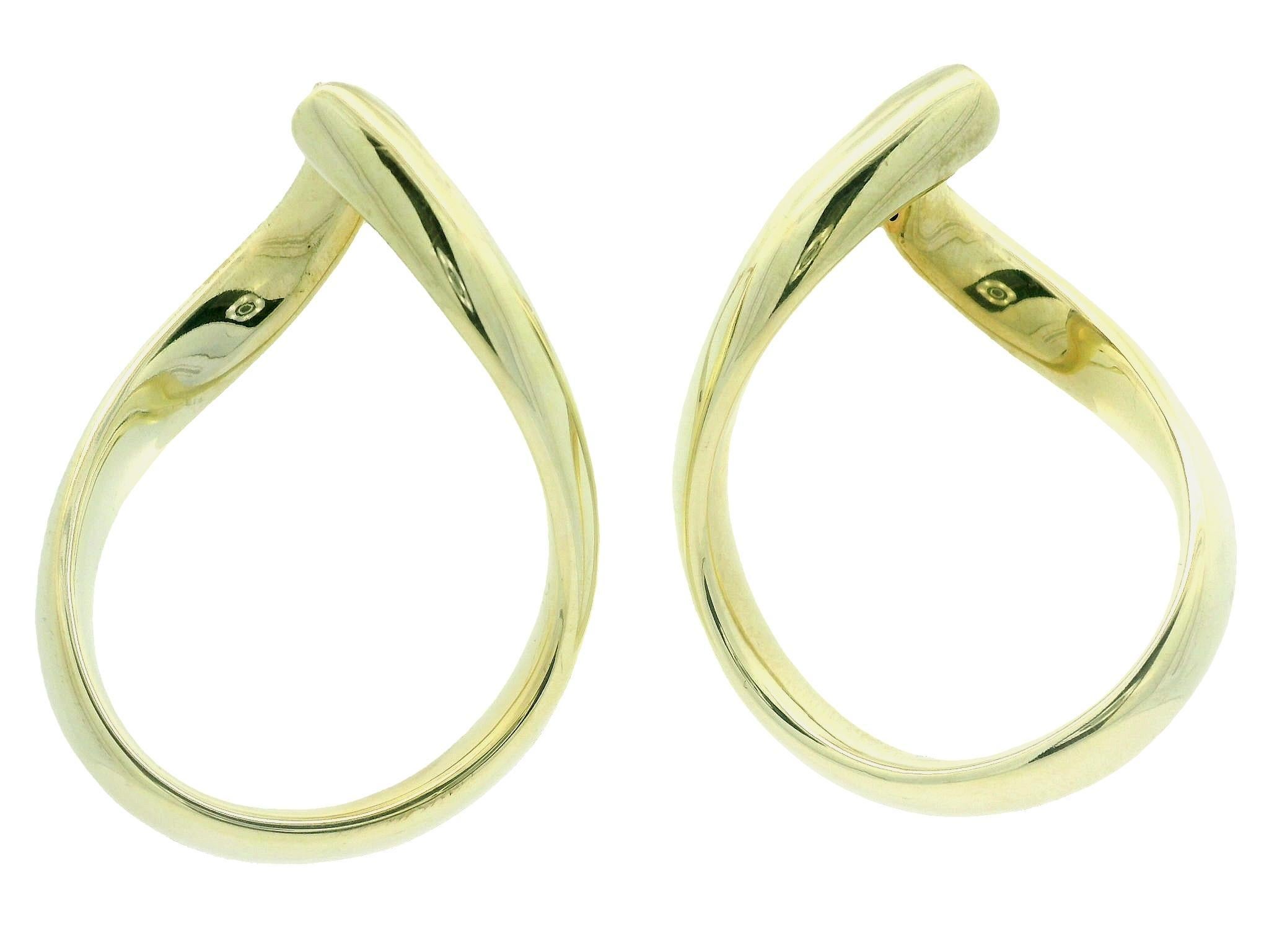 Roberto Coin Italian 18k Yellow Gold Polished Finish Wavy Hoop Snap Earrings 10