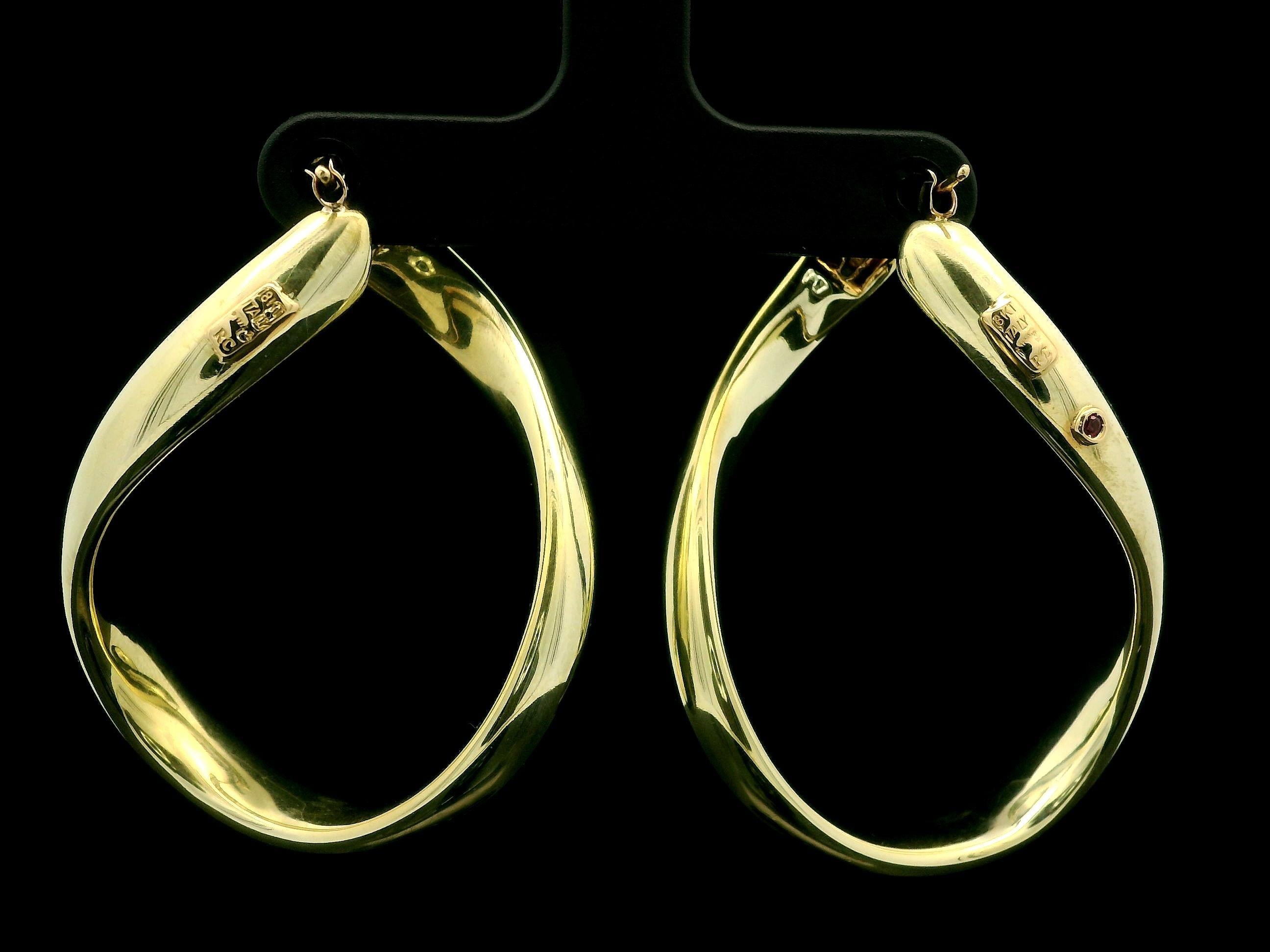Roberto Coin Italian 18k Yellow Gold Polished Finish Wavy Hoop Snap Earrings 1