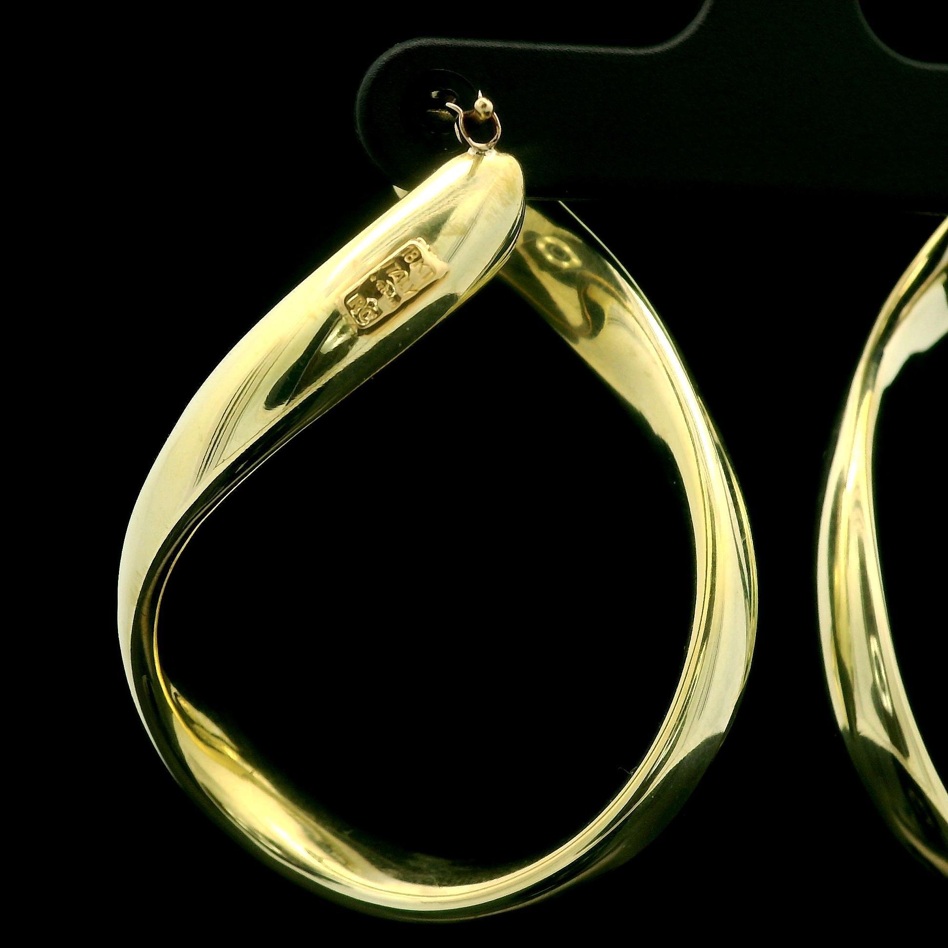 Roberto Coin Italian 18k Yellow Gold Polished Finish Wavy Hoop Snap Earrings 2