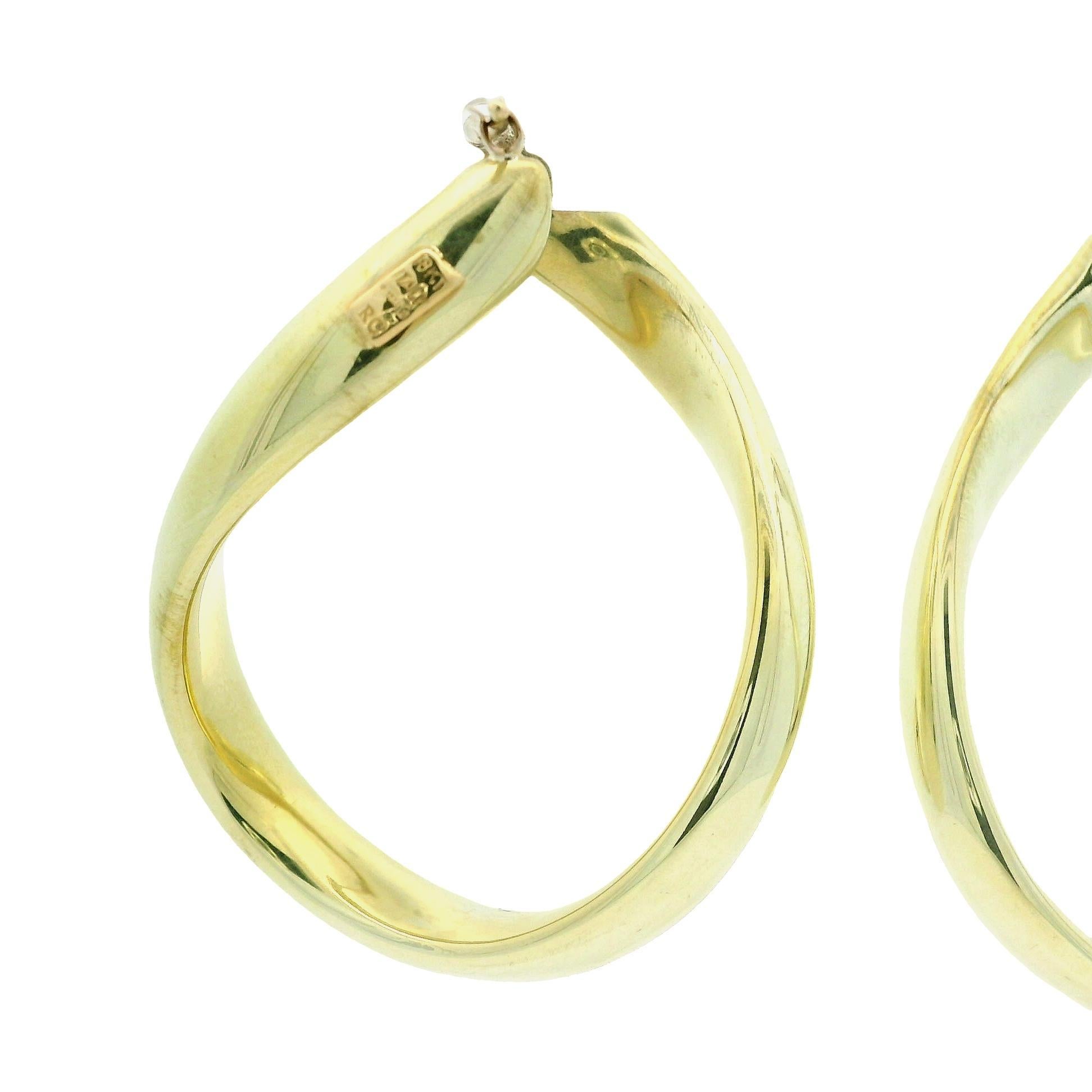 Roberto Coin Italian 18k Yellow Gold Polished Finish Wavy Hoop Snap Earrings 5