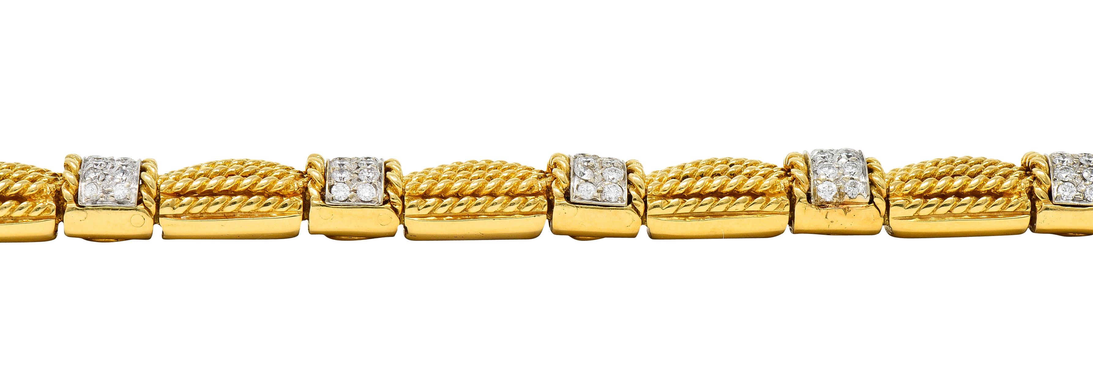 Roberto Coin Italienisches 18 Karat Gold römisches Armband mit 2,00 Karat Pavé-Diamant im Angebot 3