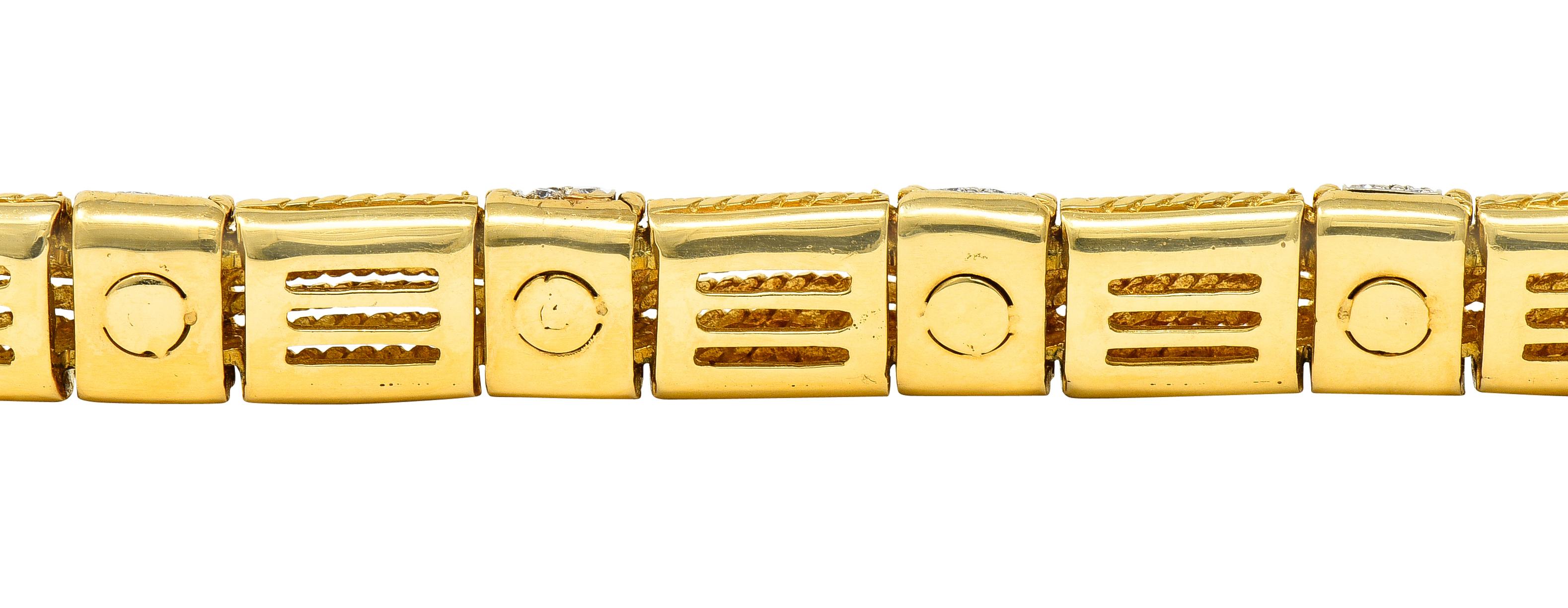 Roberto Coin Italienisches 18 Karat Gold römisches Armband mit 2,00 Karat Pavé-Diamant im Angebot 4