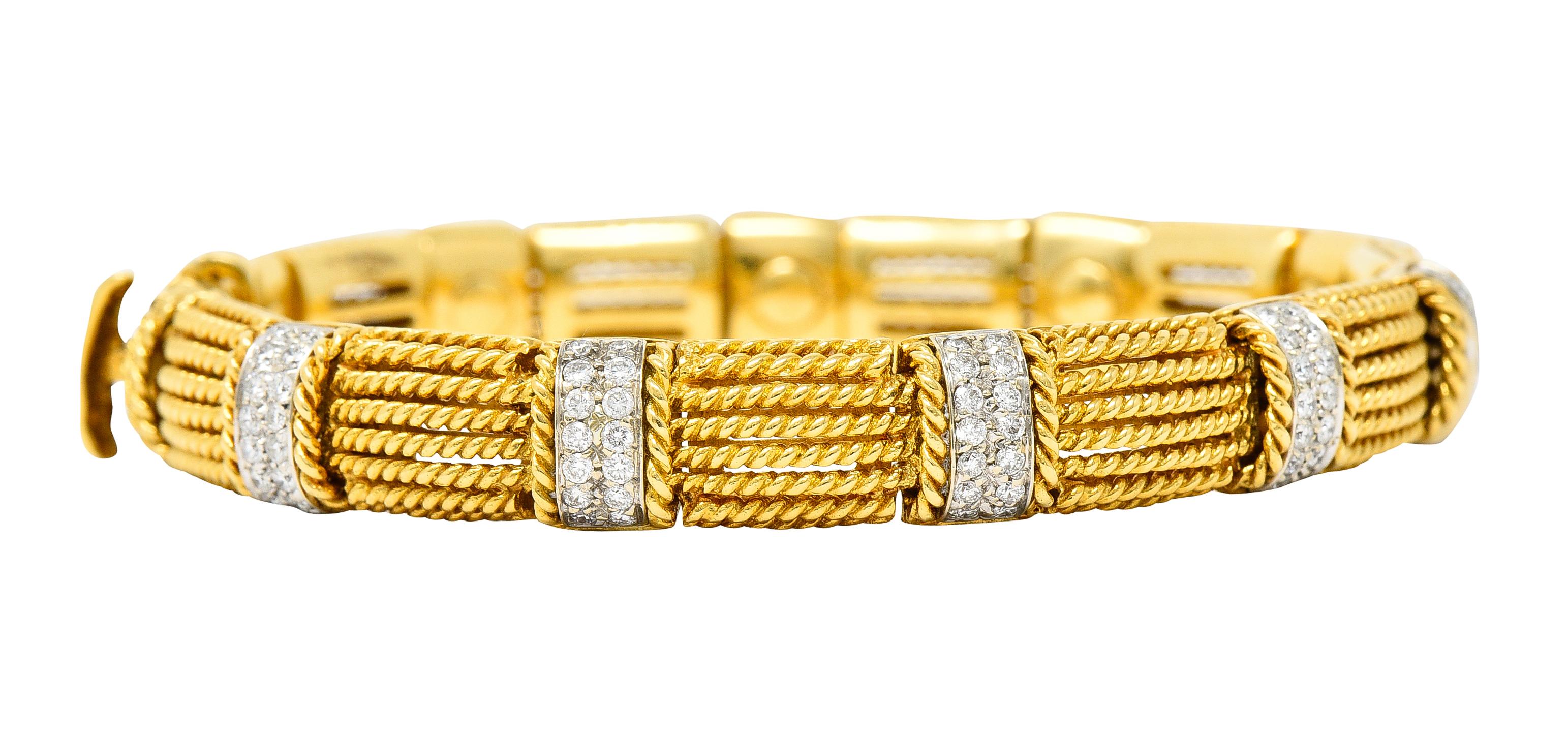 Roberto Coin Italienisches 18 Karat Gold römisches Armband mit 2,00 Karat Pavé-Diamant im Angebot 5