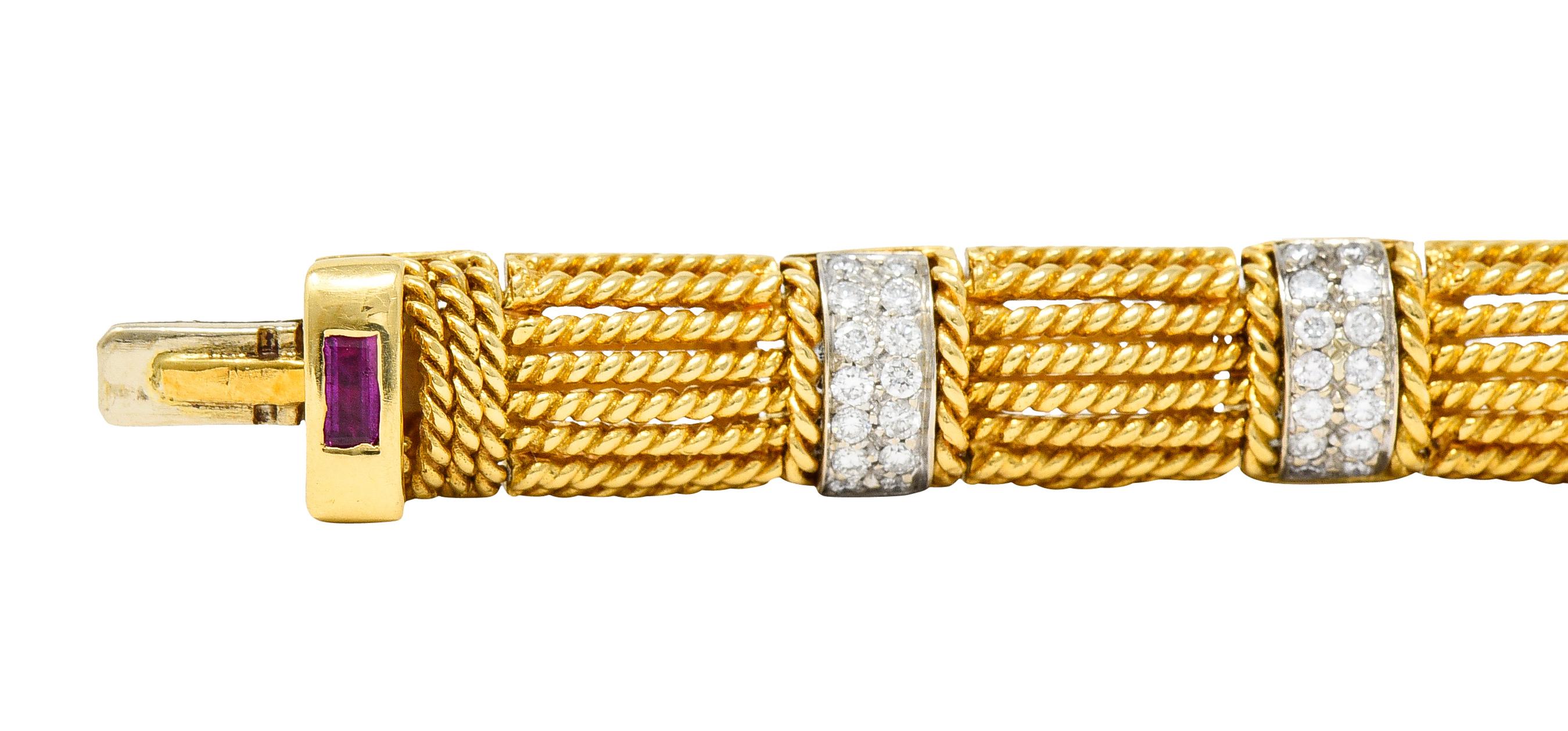 Roberto Coin Italienisches 18 Karat Gold römisches Armband mit 2,00 Karat Pavé-Diamant (Brillantschliff) im Angebot