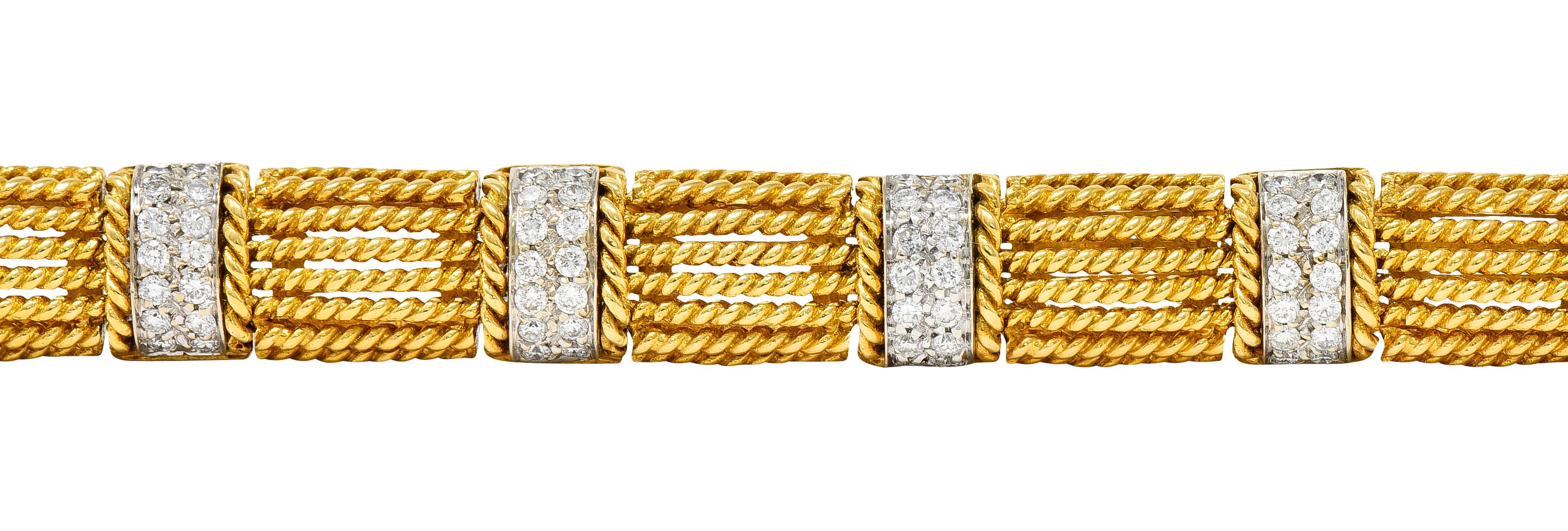 Roberto Coin Italienisches 18 Karat Gold römisches Armband mit 2,00 Karat Pavé-Diamant im Zustand „Hervorragend“ im Angebot in Philadelphia, PA